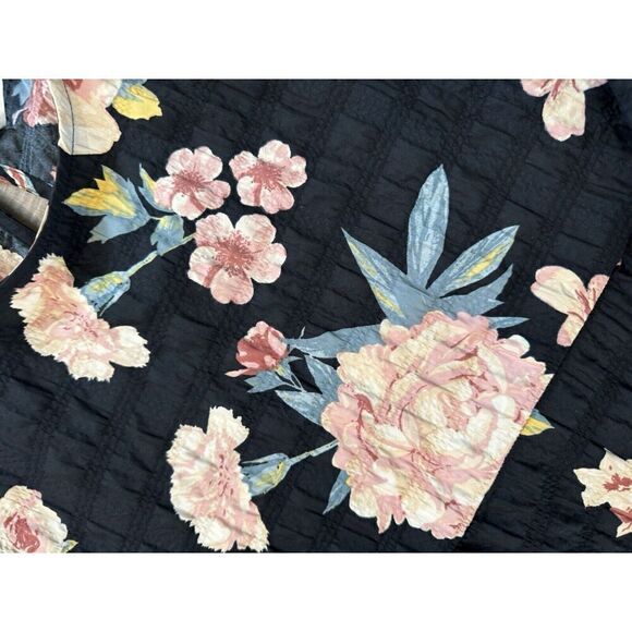 Zara Black Floral Print Baby Doll Mini Dress S Small long Sleeves Women’s boho - Picture 3 of 3